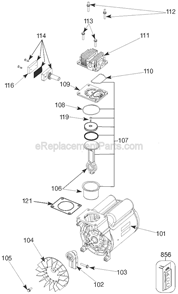 Page B Diagram and Parts List for C5101 Type 0 Porter Cable Compressor